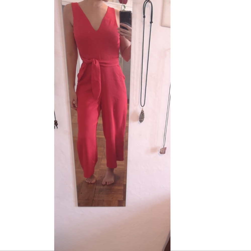 Aritzia Wilfred Ecoulement V Neck Jumpsuit Red Size 2